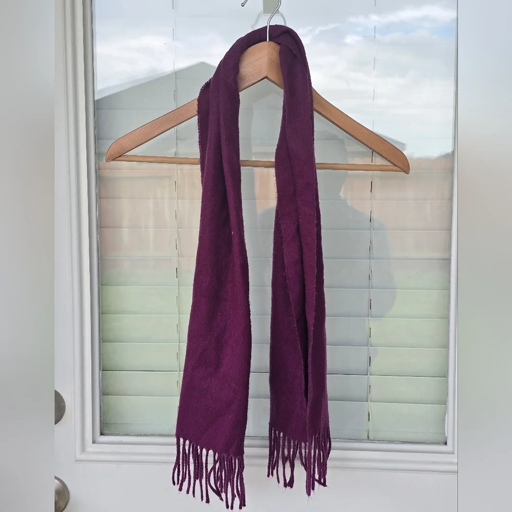Christian Dior Women Elegant Purple Shawl Scarf Fringe Luxury